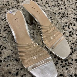 Leith block heels, silver/clear